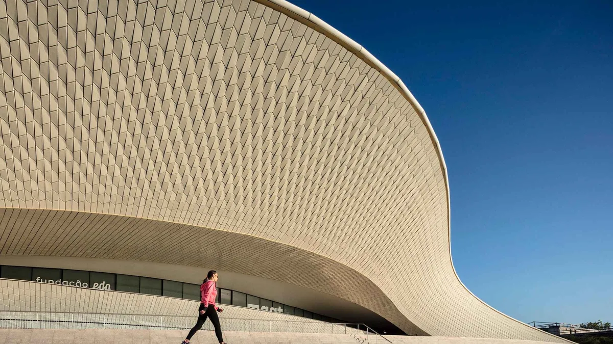 The MAAT Gallery building beside the Tagus River on an entry ticket for this Lisbon museum, one of the museums in Lisbon