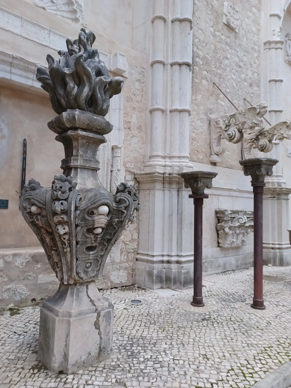 Carved stonework displayed in the Carmo Archaeological Museum, one of the museums in Lisbon